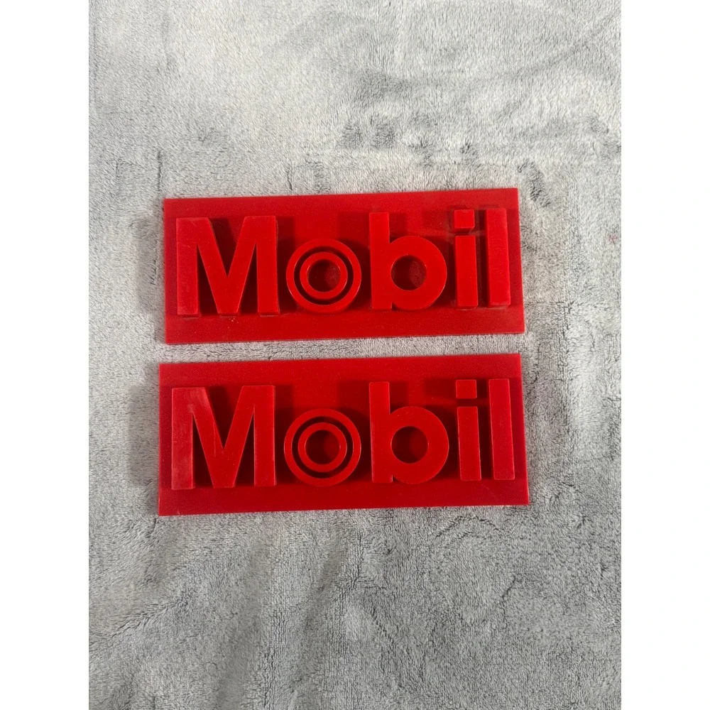 2 Vintage 3D Mobil Gas Pump Plate Replacements. Exxon Mobil‎ American Gas & oil